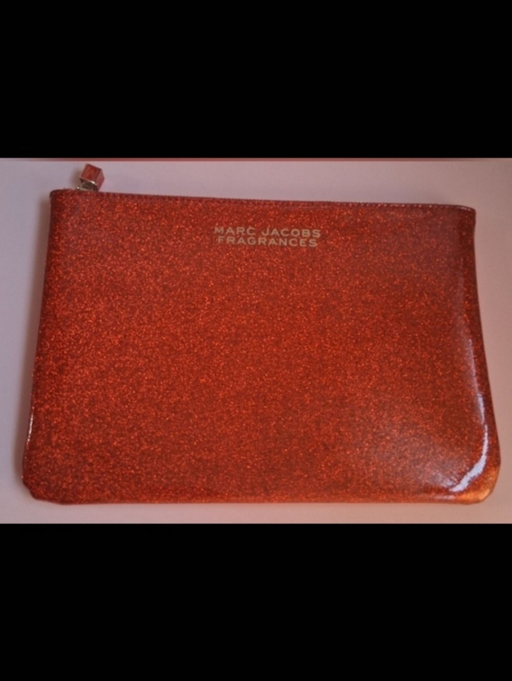 EUC Marc Jacobs Red Sparkle Vegan Patent Travel Cosmetic Makeup Beauty Pouch Bag